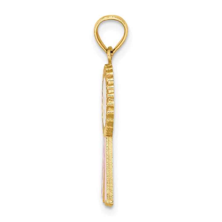 Lovely Rita's Charms & Pendants 14k Yellow Gold Enamel GREATEST MOM Pink RIBBON Charm Pendant
