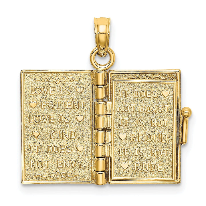 Lovely Rita's Charms & Pendants 14k Yellow Gold Enameled 3D Moveable LOVE Flower Book Pendant