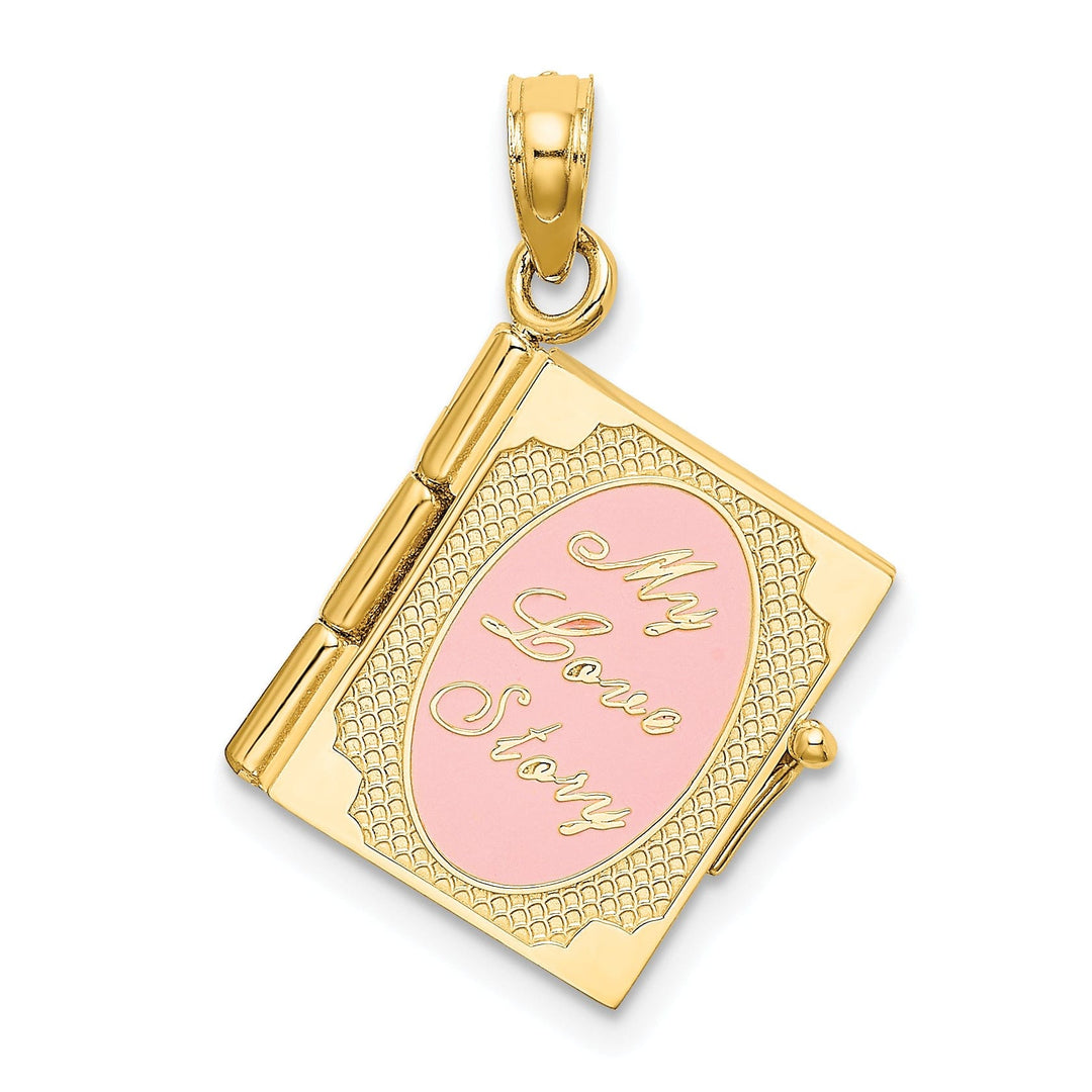 Lovely Rita's Charms & Pendants 14k Yellow Gold Enameled 3D Moveable MY LOVE STORY Book Pendant