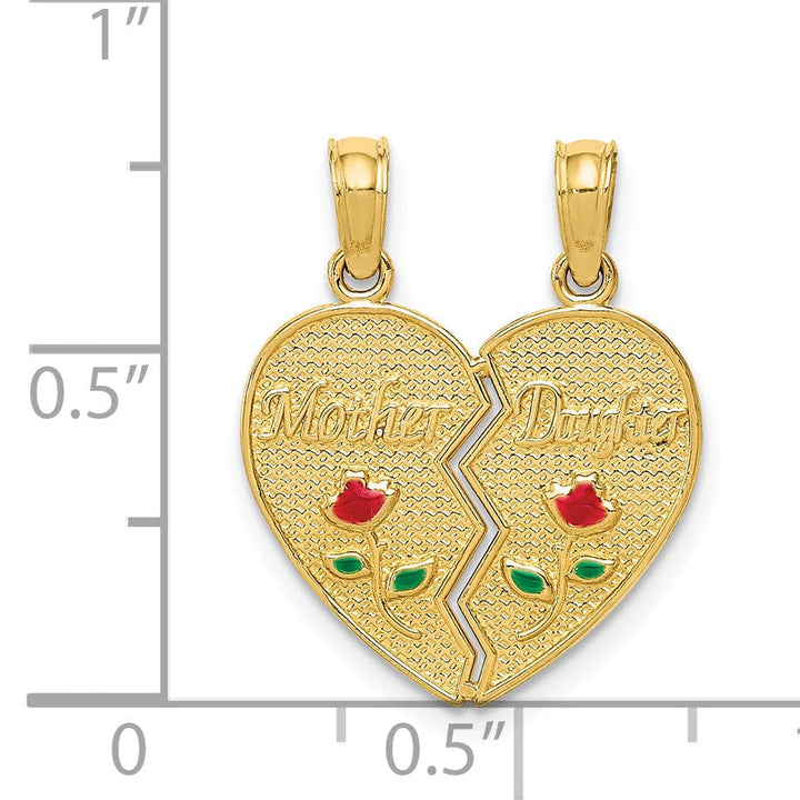 Lovely Rita's Charms & Pendants 14k Yellow Gold Enameled MOTHER - DAUGHTER Break-apart Pendant