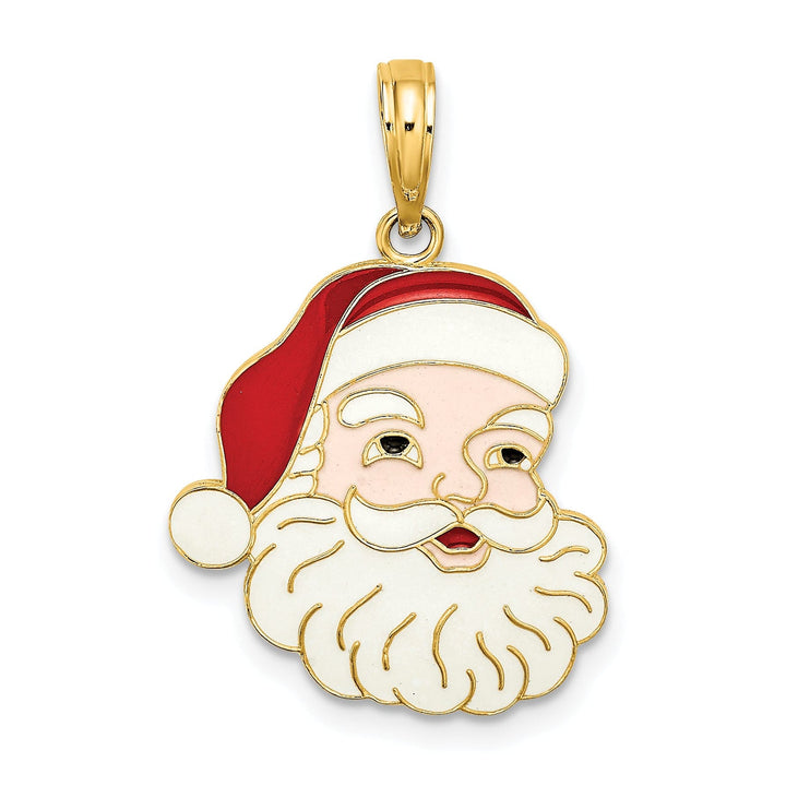 Lovely Rita's Charms & Pendants 14K Yellow Gold Enameled Santa Face Charm Pendant