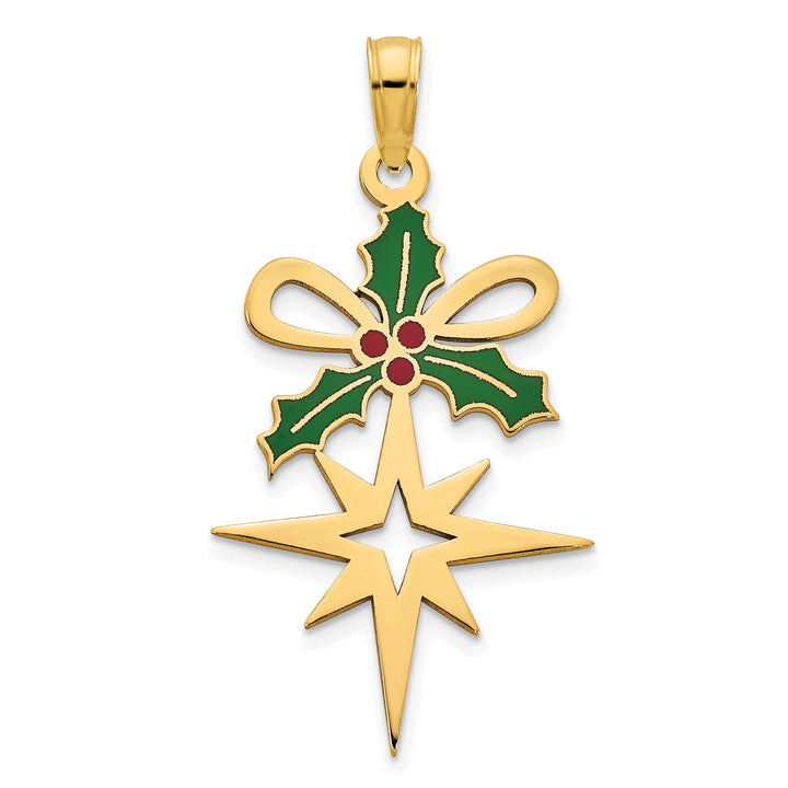 Lovely Rita's Charms & Pendants 14k Yellow Gold Epoxy Holly and North Star Pendant