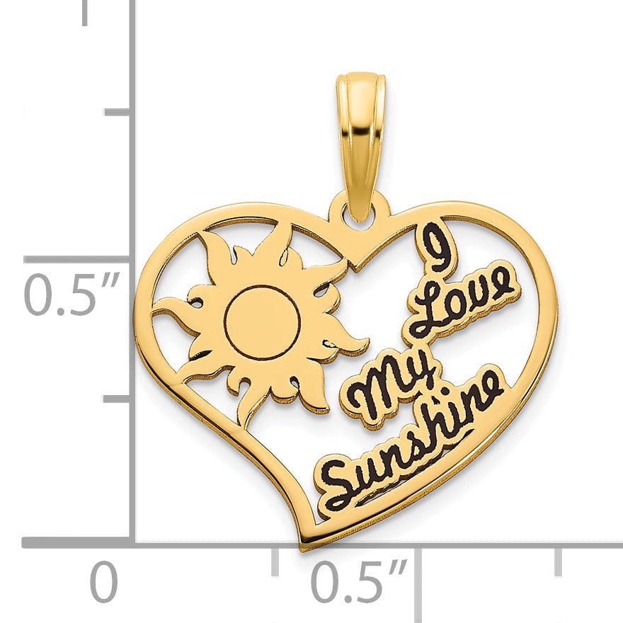 Lovely Rita's Charms & Pendants 14k Yellow Gold Epoxy I Love My Sunshine Heart Pendant