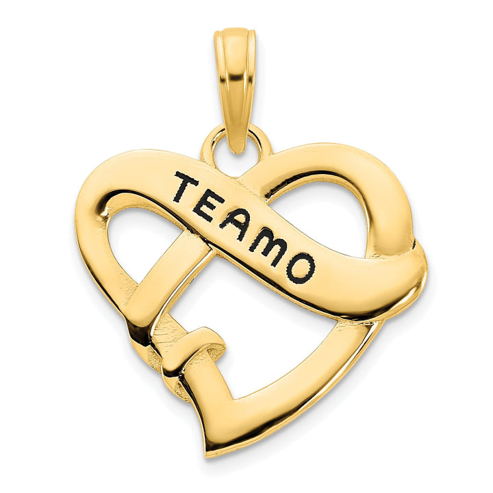 Lovely Rita's Charms & Pendants 14k Yellow Gold Epoxy Te Amo Heart Design Pendant