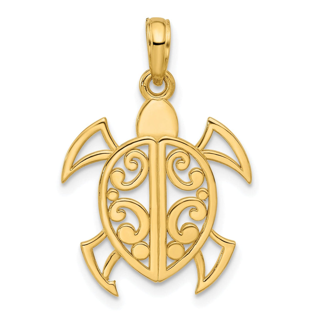 Lovely Rita's Charms & Pendants 14k Yellow Gold Fancy Abstract Turtle Design Pendant
