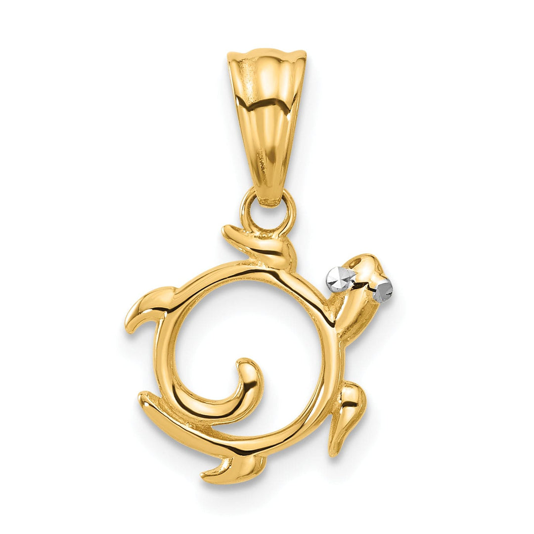 Lovely Rita's Charms & Pendants 14K Yellow Gold Fancy Swirl Turtle Design Pendant