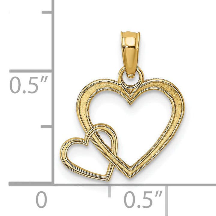 Lovely Rita's Charms & Pendants 14k Yellow Gold Flat Two Hearts Intertwined Pendant