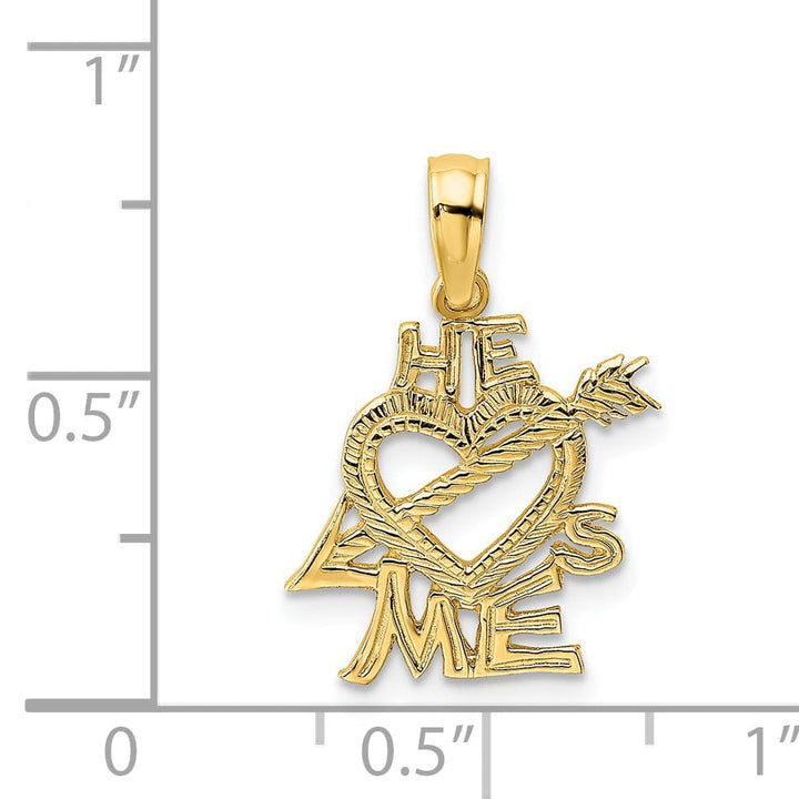 Lovely Rita's Charms & Pendants 14k Yellow Gold HE LOVES ME Heart Design Pendant