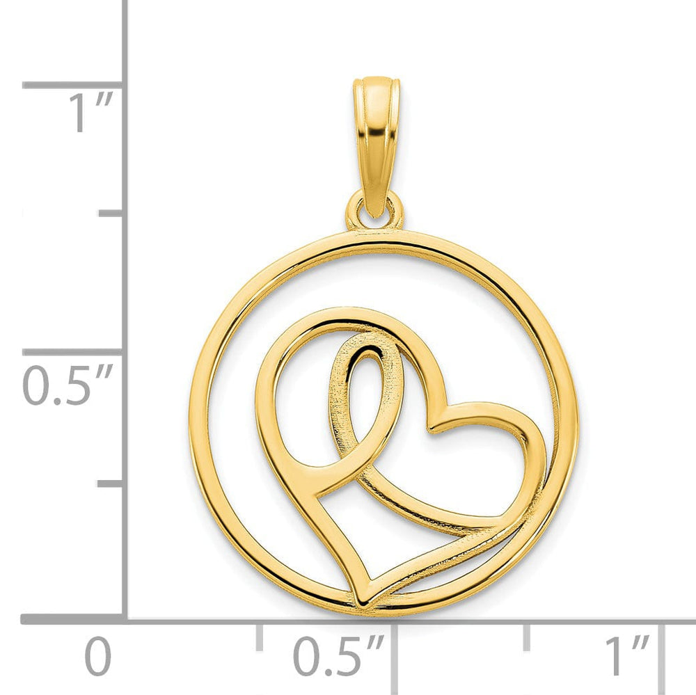 Lovely Rita's Charms & Pendants 14k Yellow Gold Heart Circle Design Pendant