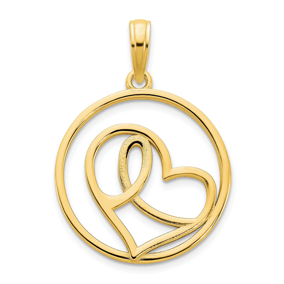 Lovely Rita's Charms & Pendants 14k Yellow Gold Heart Circle Design Pendant