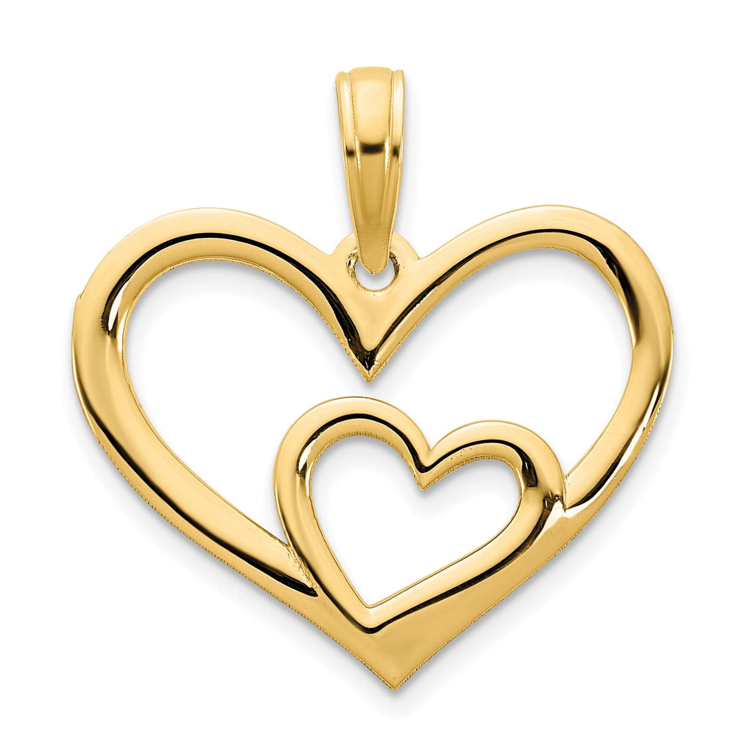 Lovely Rita's Charms & Pendants 14k Yellow Gold Heart in a Heart Pendant