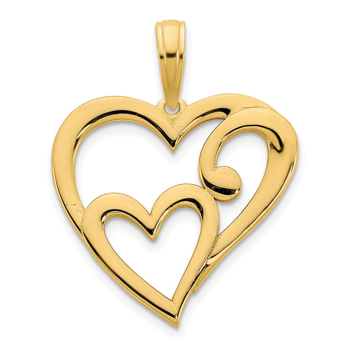 Lovely Rita's Charms & Pendants 14k Yellow Gold Heart in Heart Design Pendant