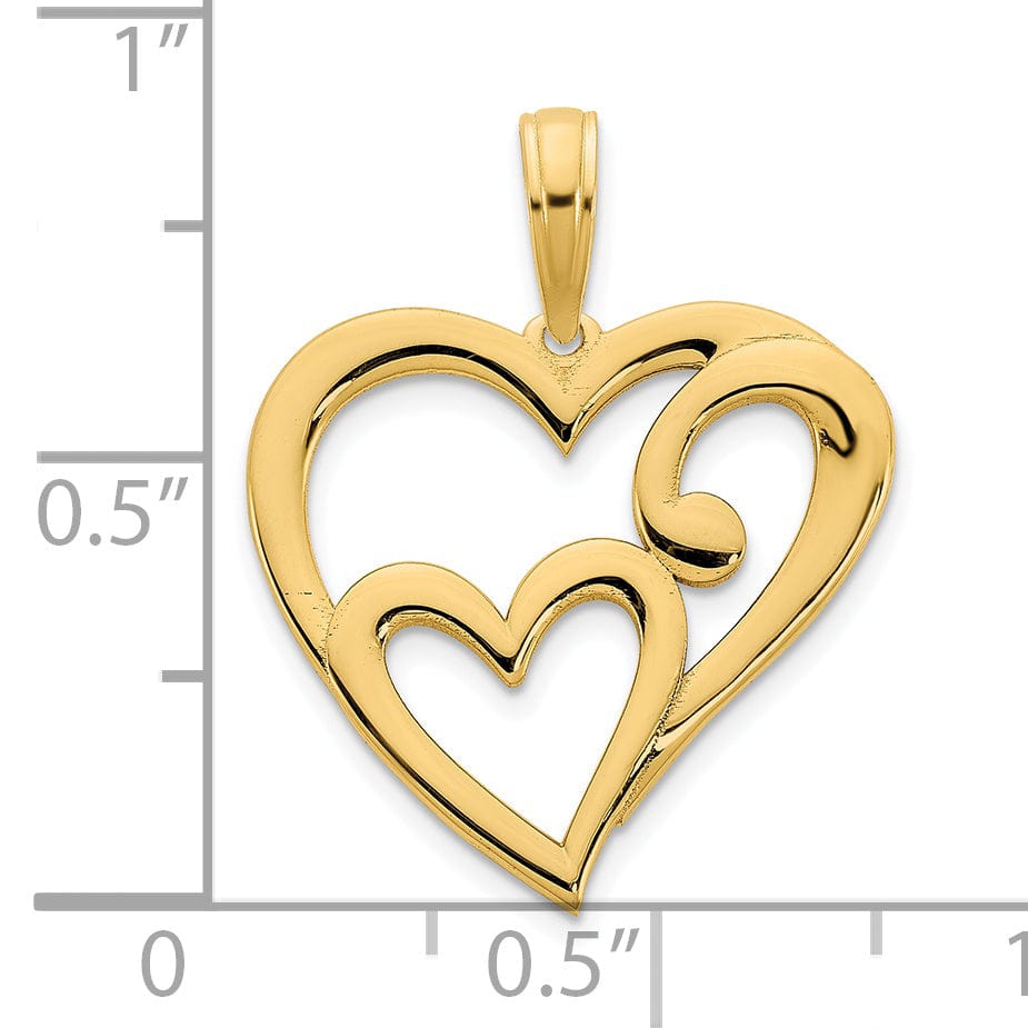 Lovely Rita's Charms & Pendants 14k Yellow Gold Heart in Heart Design Pendant