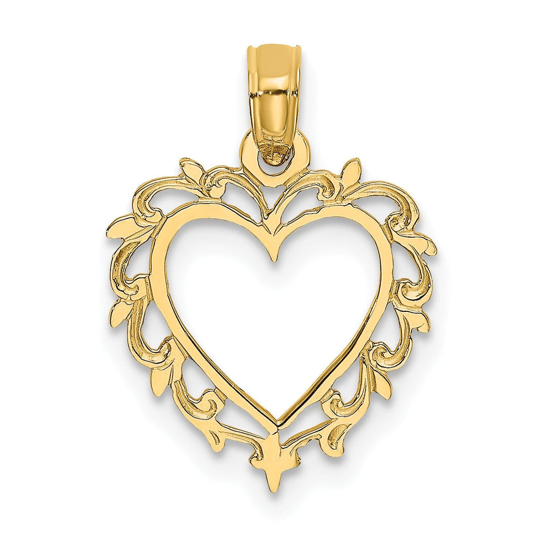 Lovely Rita's Charms & Pendants 14k Yellow Gold Heart Lace Trim Design Pendant
