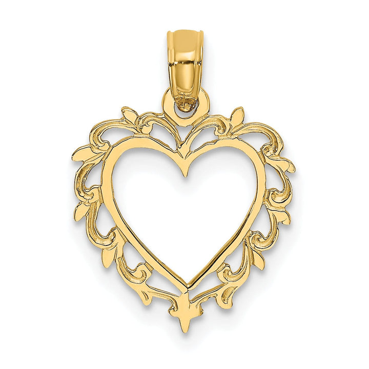 Lovely Rita's Charms & Pendants 14k Yellow Gold Heart Lace Trim Design Pendant