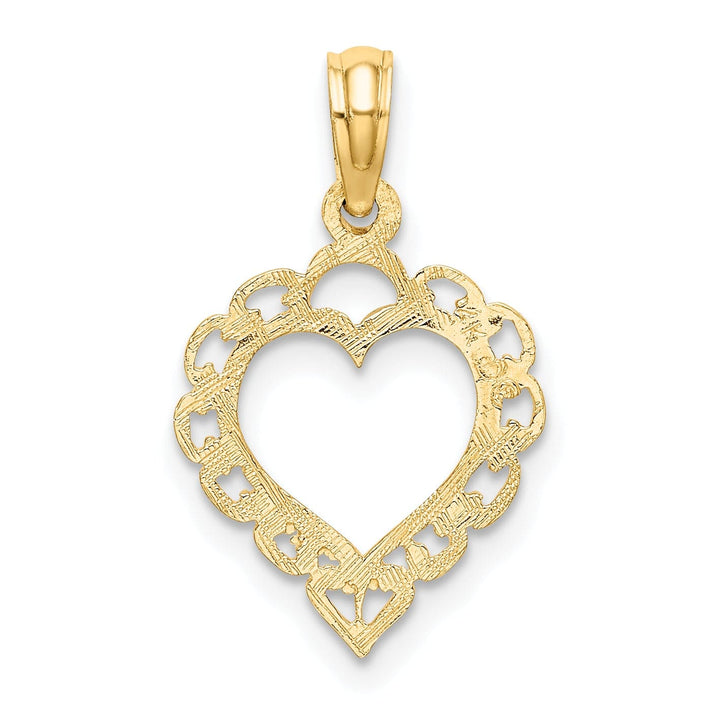 Lovely Rita's Charms & Pendants 14k Yellow Gold Heart Lace Trim Design Pendant