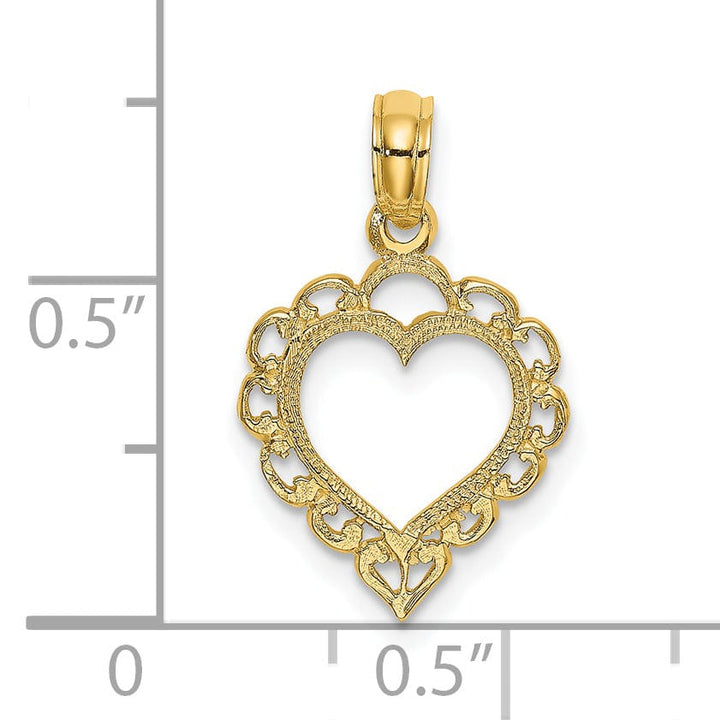 Lovely Rita's Charms & Pendants 14k Yellow Gold Heart Lace Trim Design Pendant