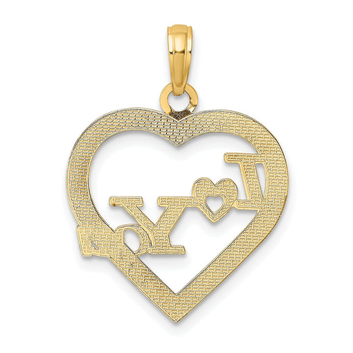 Lovely Rita's Charms & Pendants 14k Yellow Gold I HEART YOU in Heart Frame Pendant