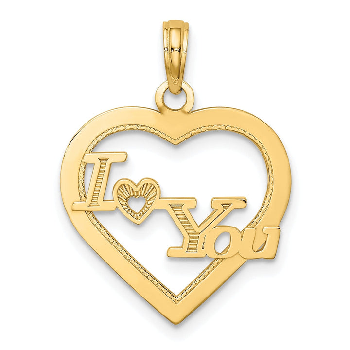 Lovely Rita's Charms & Pendants 14k Yellow Gold I HEART YOU in Heart Frame Pendant