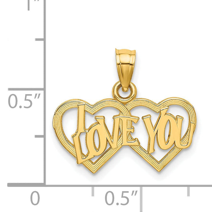 Lovely Rita's Charms & Pendants 14k Yellow Gold I LOVE YOU Double Heart Pendant