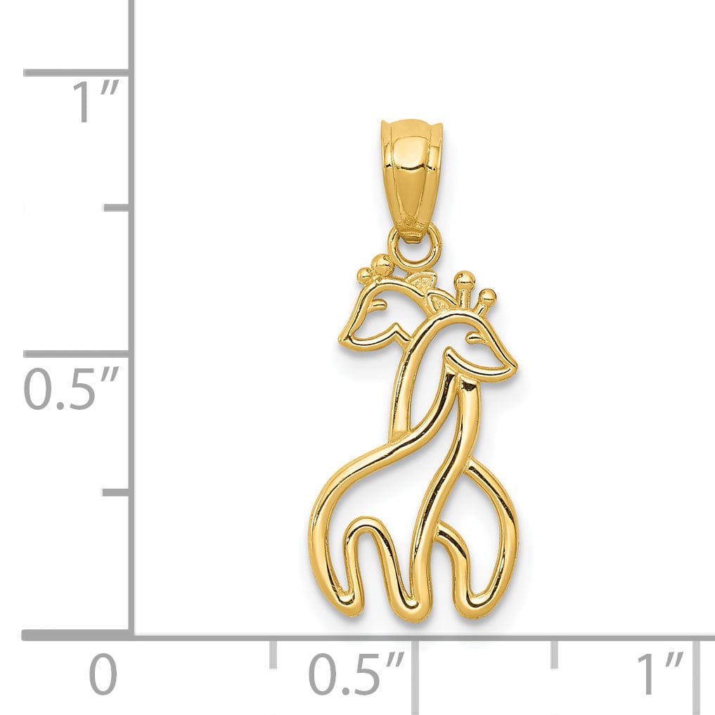 Lovely Rita's Charms & Pendants 14K Yellow Gold Interlocking Giraffes Design Pendant