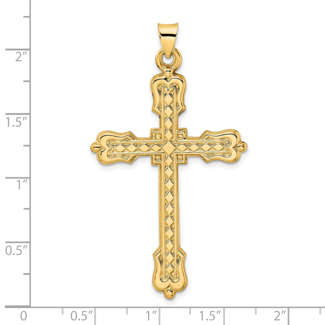 Lovely Rita's Charms & Pendants 14K Yellow Gold Intricate Diamond Pattern Filigree Cross Pendant