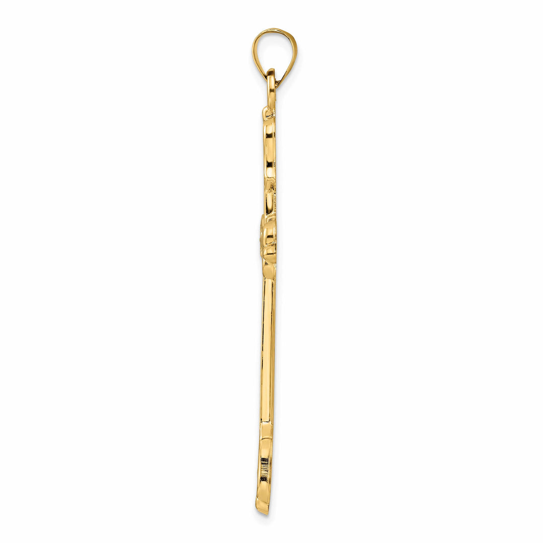 Lovely Rita's Charms & Pendants 14K Yellow Gold Intricate Diamond Pattern Filigree Cross Pendant