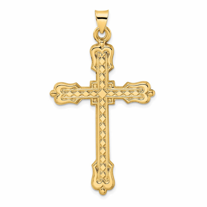 Lovely Rita's Charms & Pendants 14K Yellow Gold Intricate Diamond Pattern Filigree Cross Pendant