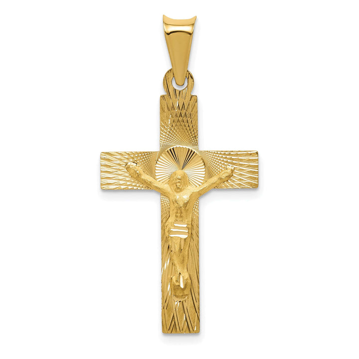 Lovely Rita's Charms & Pendants 14K Yellow Gold Intricate Satin & D.C Crucifix Cross Pendant