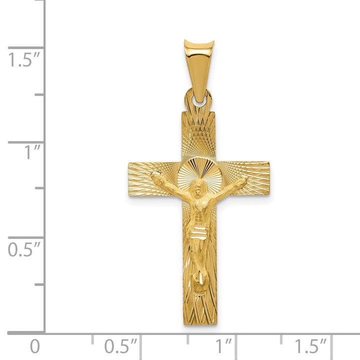 Lovely Rita's Charms & Pendants 14K Yellow Gold Intricate Satin & D.C Crucifix Cross Pendant