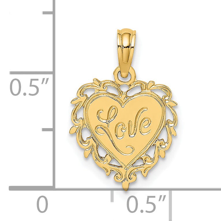 Lovely Rita's Charms & Pendants 14k Yellow Gold Love In Heart Pendant