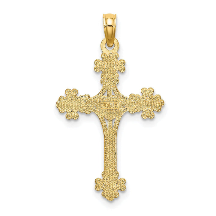 Lovely Rita's Charms & Pendants 14K Yellow Gold Modern Beaded Tip Heart Center Filigree Cross Pendant