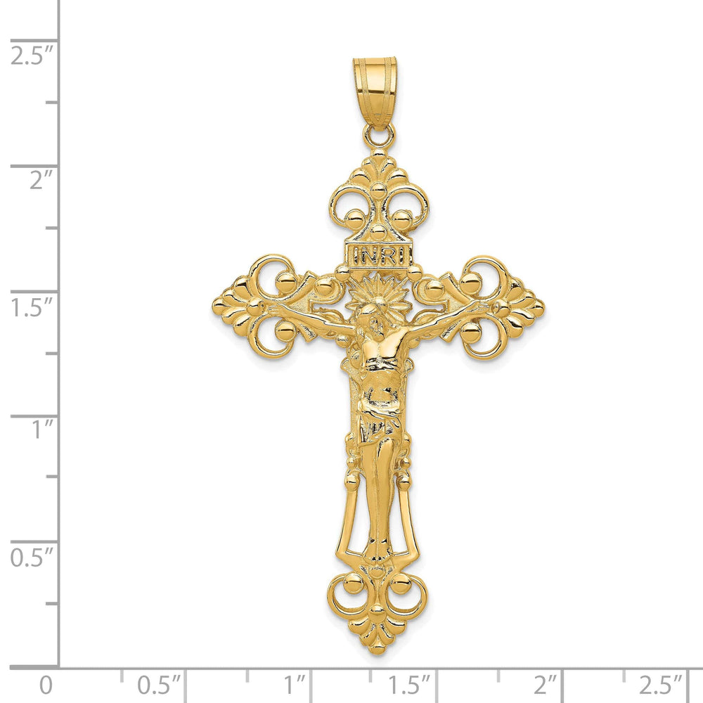 Lovely Rita's Charms & Pendants 14K Yellow Gold Modern Fleur de Lis Cross Pendant