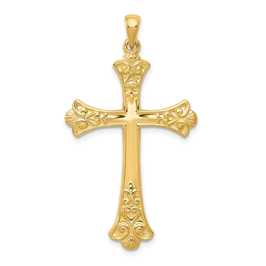 Lovely Rita's Charms & Pendants 14K Yellow Gold Modern Fleur de Lis Cross Pendant