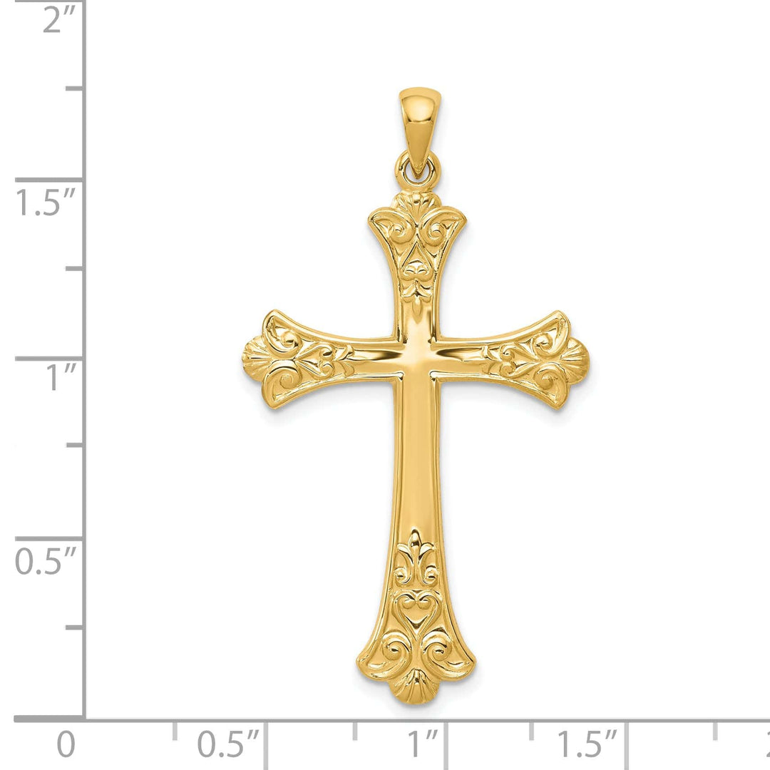 Lovely Rita's Charms & Pendants 14K Yellow Gold Modern Fleur de Lis Cross Pendant