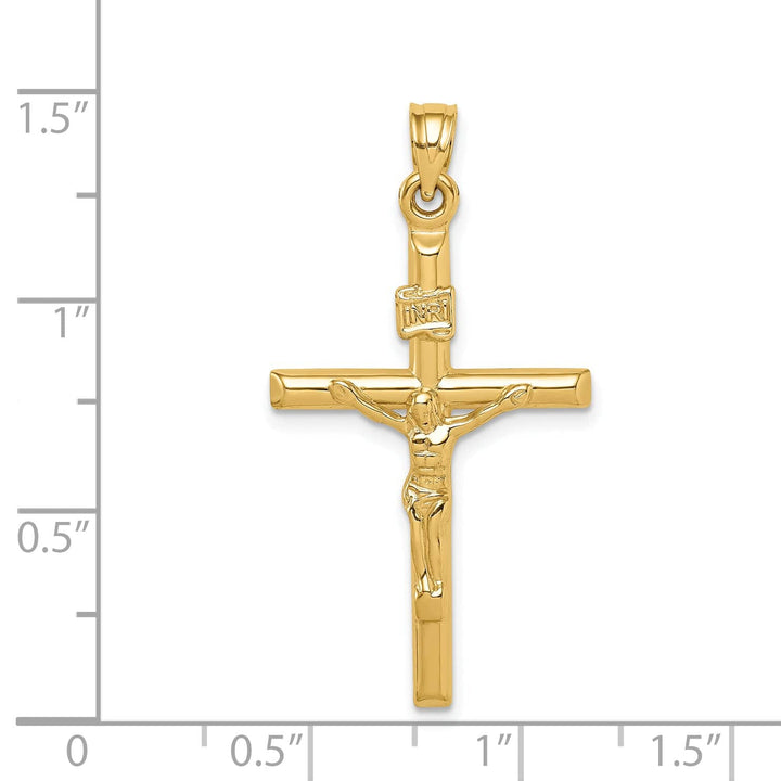 Lovely Rita's Charms & Pendants 14K Yellow Gold Modern Hollow INRI Cross Pendant