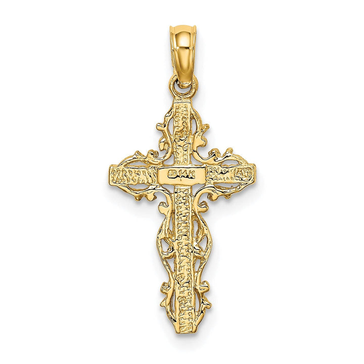Lovely Rita's Charms & Pendants 14K Yellow Gold Modern Stick with Lace Trim Filigree Cross Pendant