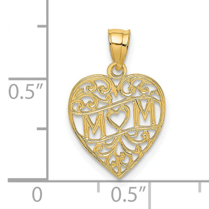 Lovely Rita's Charms & Pendants 14k Yellow Gold MOM in Heart Charm Pendant