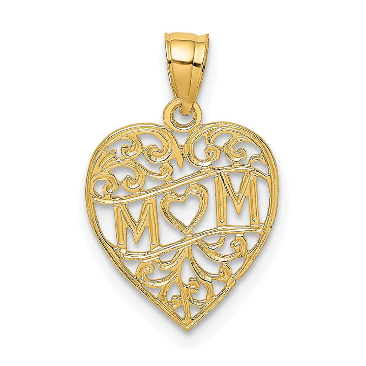 Lovely Rita's Charms & Pendants 14k Yellow Gold MOM in Heart Charm Pendant