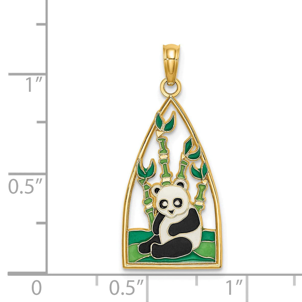Lovely Rita's Charms & Pendants 14K Yellow Gold Multi-Color Panda Bear Bamboo Pendant
