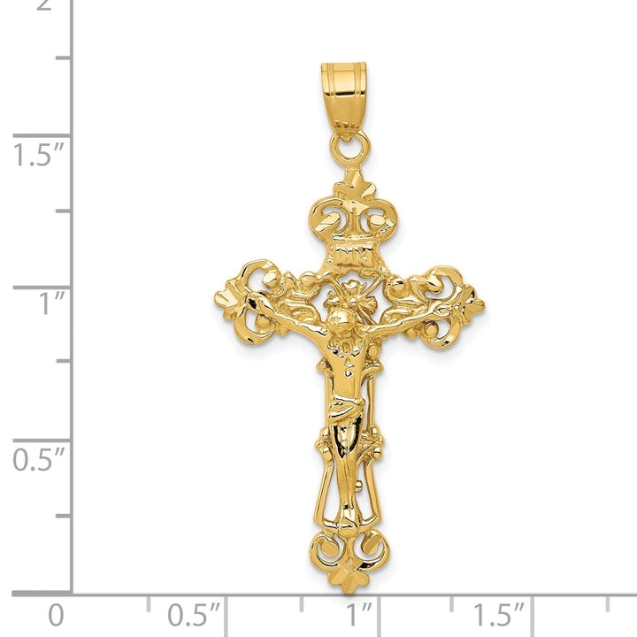 Lovely Rita's Charms & Pendants 14K Yellow Gold Ornate Fleur de Lis Cross Pendant