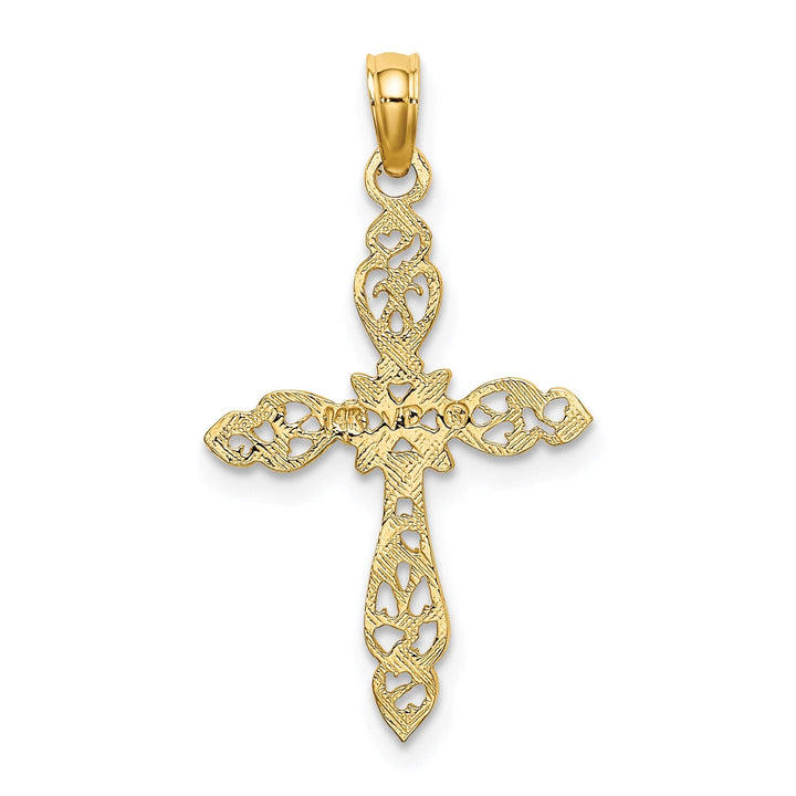 Lovely Rita's Charms & Pendants 14K Yellow Gold Ornate Polished & Cut-Out Filigree Cross Pendant