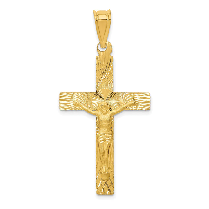 Lovely Rita's Charms & Pendants 14K Yellow Gold Ornate Satin & D.C Crucifix Cross Pendant