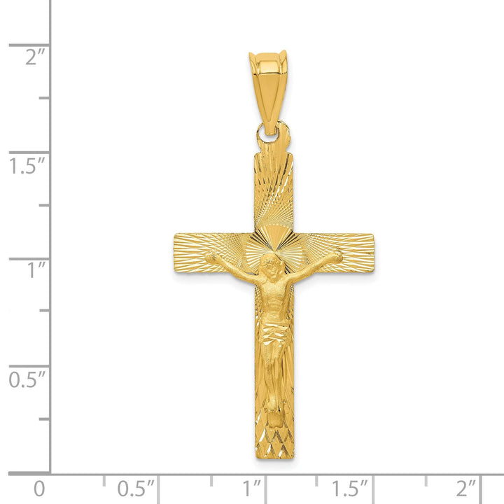 Lovely Rita's Charms & Pendants 14K Yellow Gold Ornate Satin & D.C Crucifix Cross Pendant