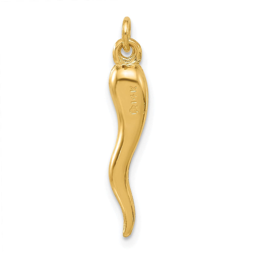 Lovely Rita's Charms & Pendants 14k Yellow Gold Polished 3-D Hollow Italian Horn Pendant