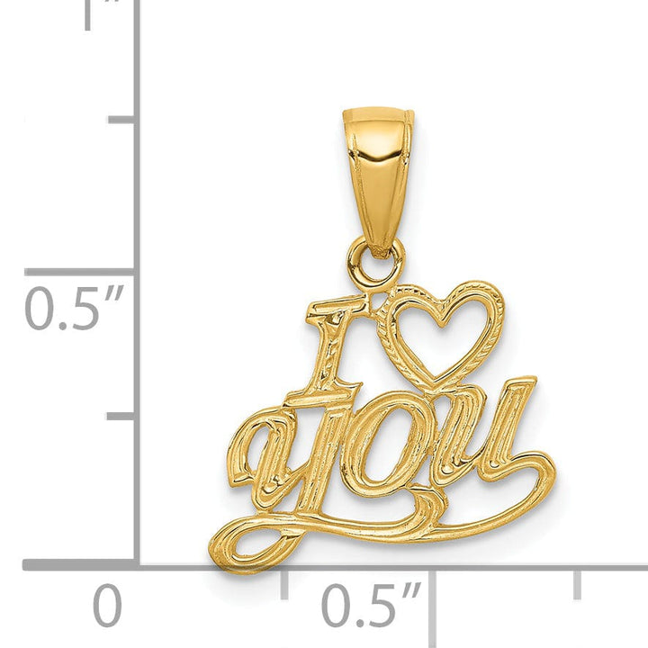 Lovely Rita's Charms & Pendants 14k Yellow Gold Polished and Textured I HEART YOU Pendant