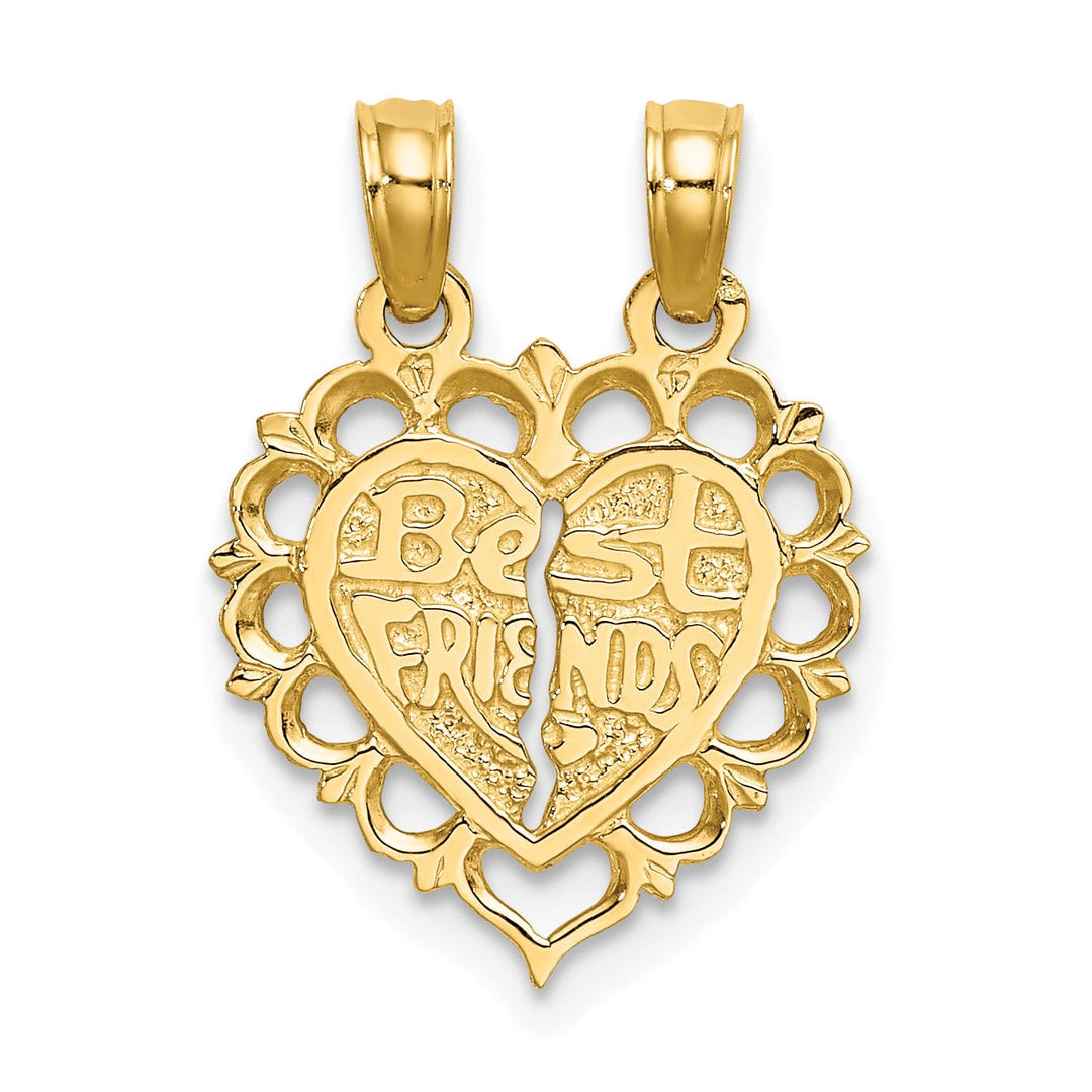 Lovely Rita's Charms & Pendants 14k Yellow Gold Polished BEST FRIEND 2 Piece Break-Apart Heart Charm