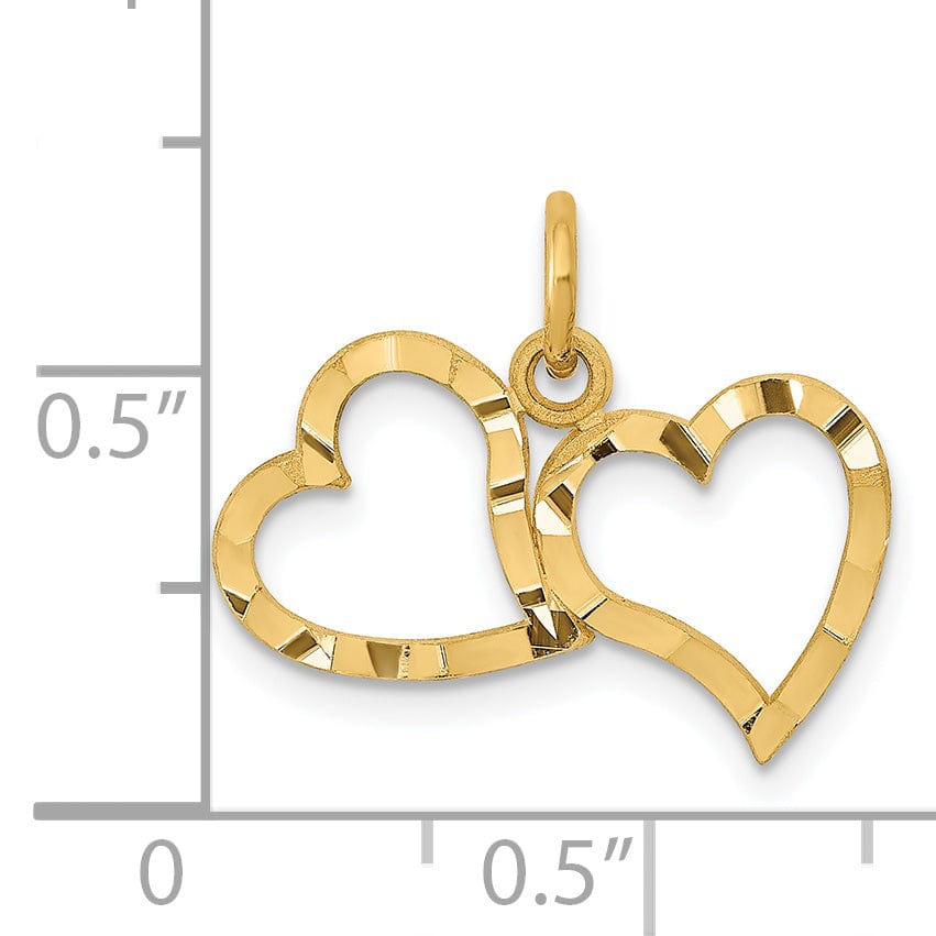 Lovely Rita's Charms & Pendants 14k Yellow Gold Polished Double Heart Pendant