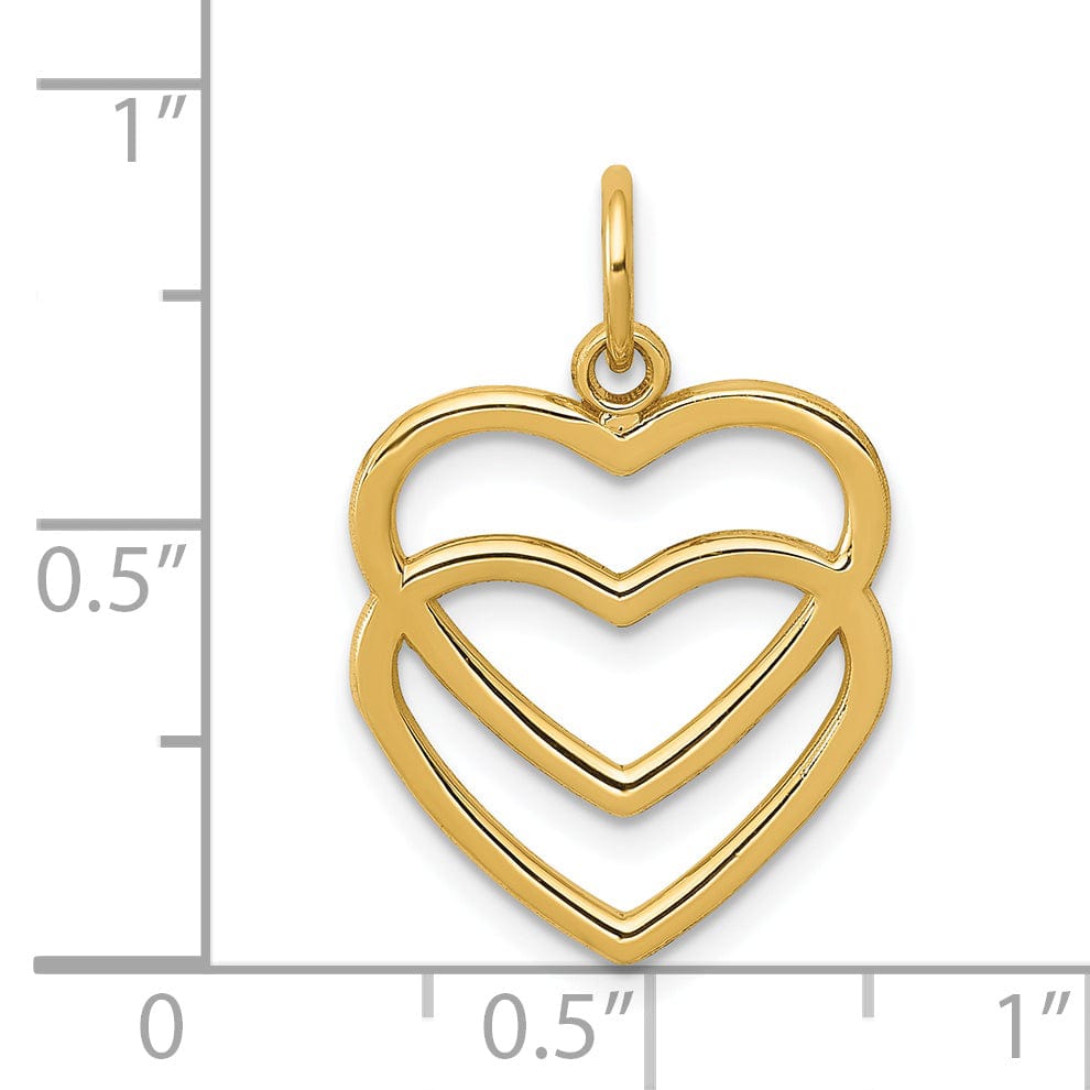 Lovely Rita's Charms & Pendants 14k Yellow Gold Polished Double Heart Pendant