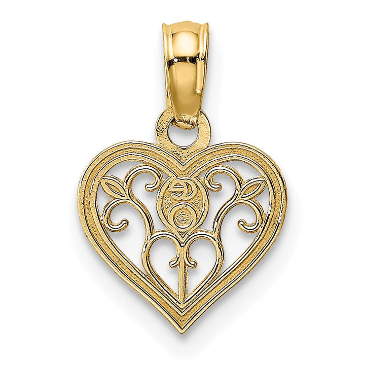Lovely Rita's Charms & Pendants 14k Yellow Gold Polished Filigree Heart Pendant